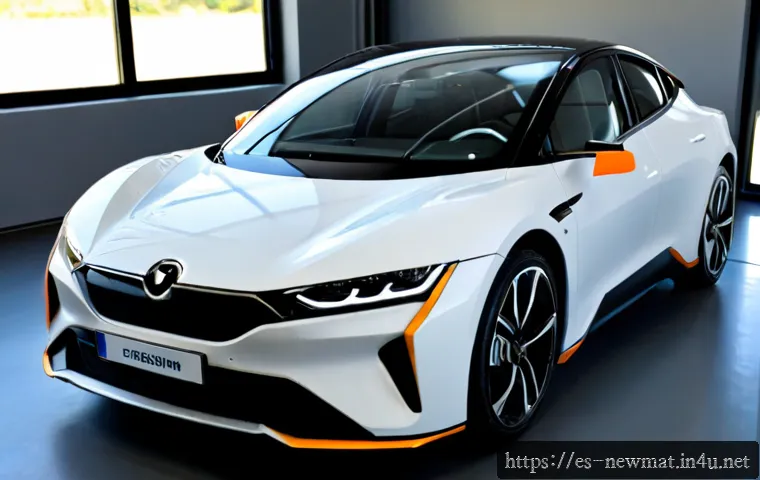 Home 17 첨단 자동차 소재 - Photorealistic cutaway view of a modern electric car in a clean Spanish automotive engineering works...